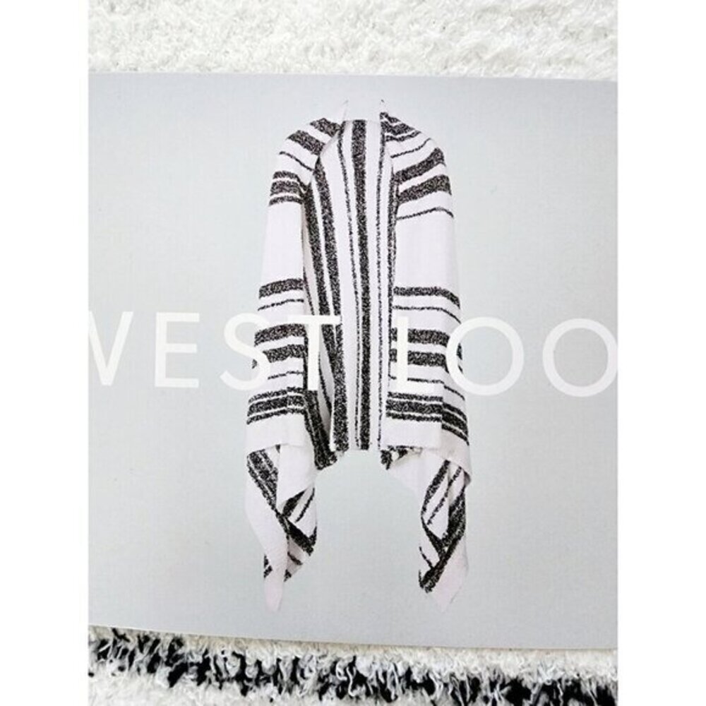 West Loop Womens Color Block White Black Poncho Cape Lightweight Fleece One Size